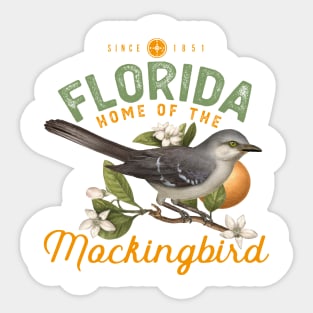 Florida Home Of The Mockingbird Illustration Sticker